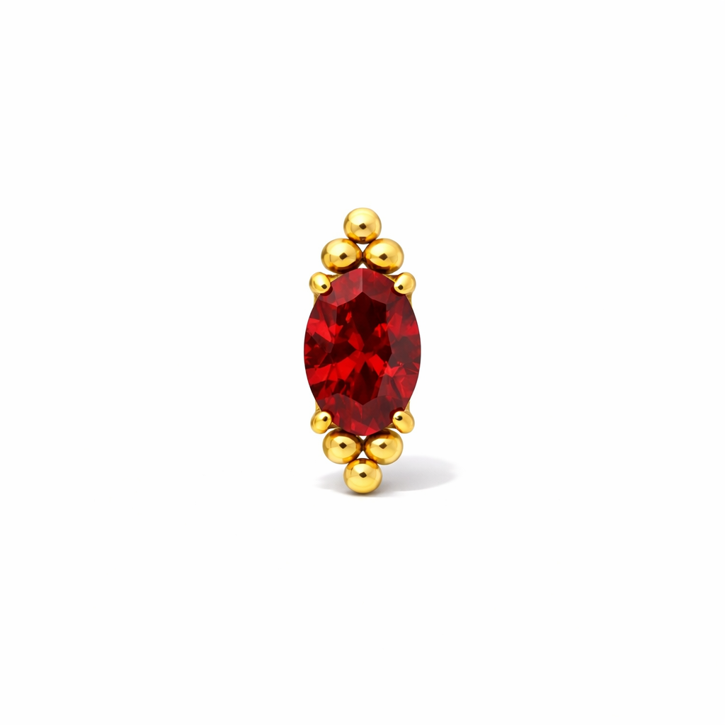Garnet Marquise with Triple Gold Ball