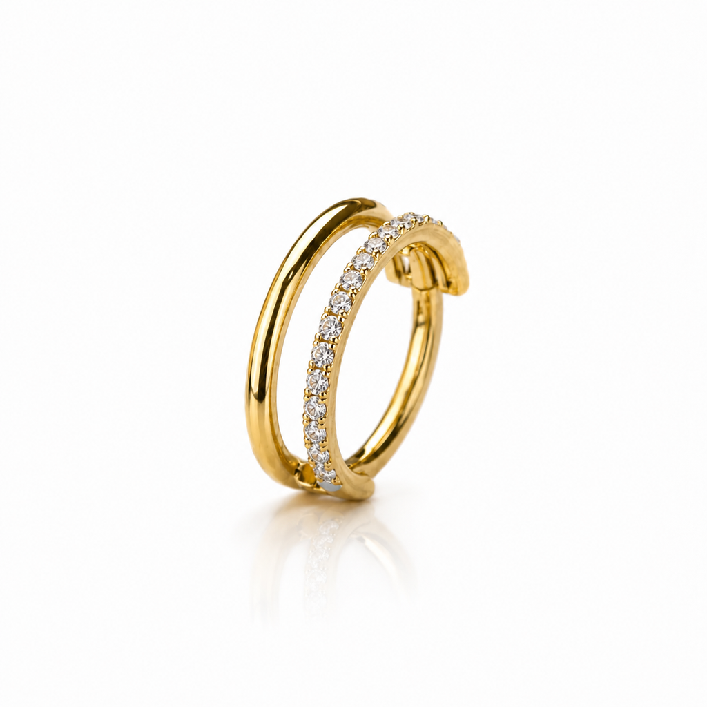 Double CZ clicker hoop