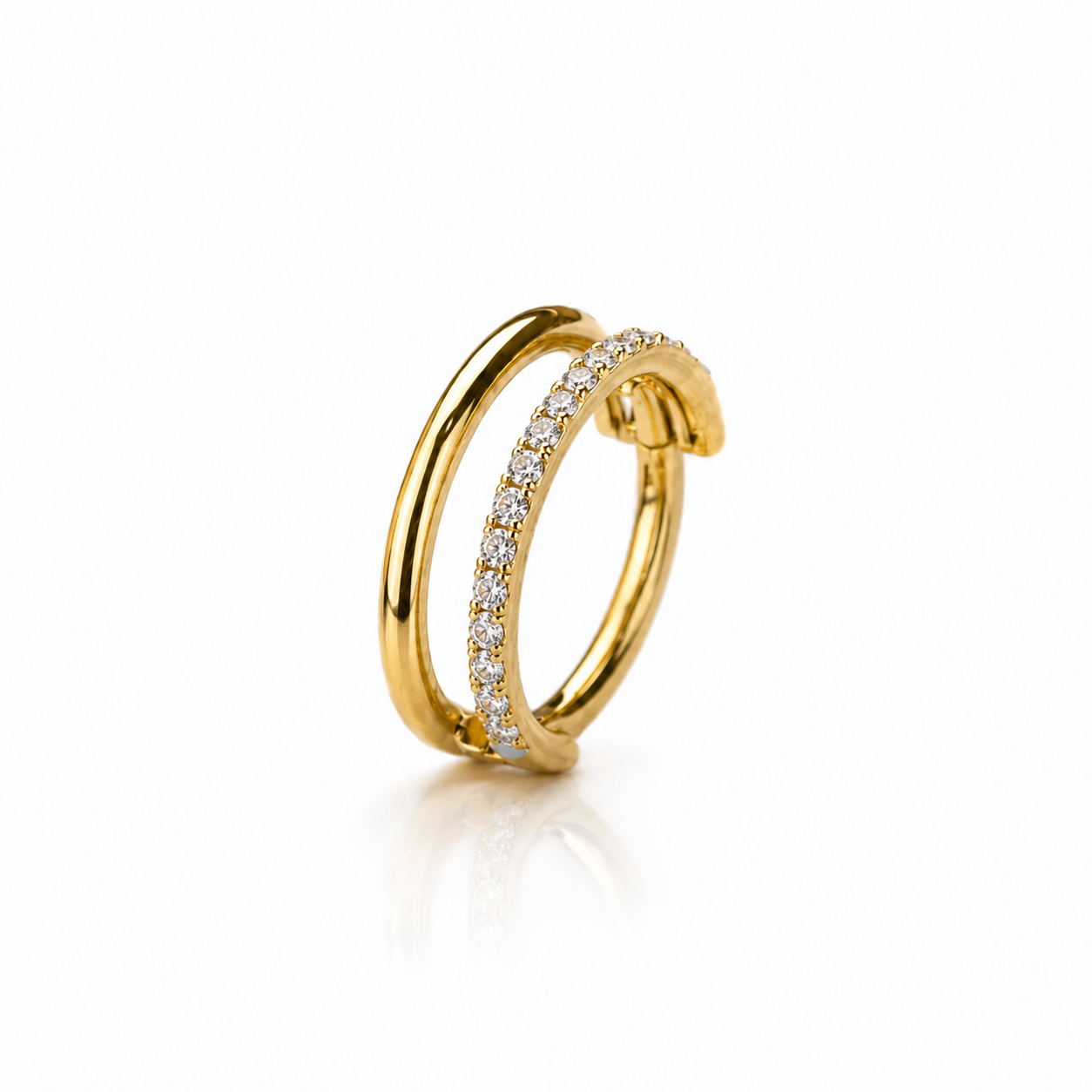 Double CZ clicker hoop