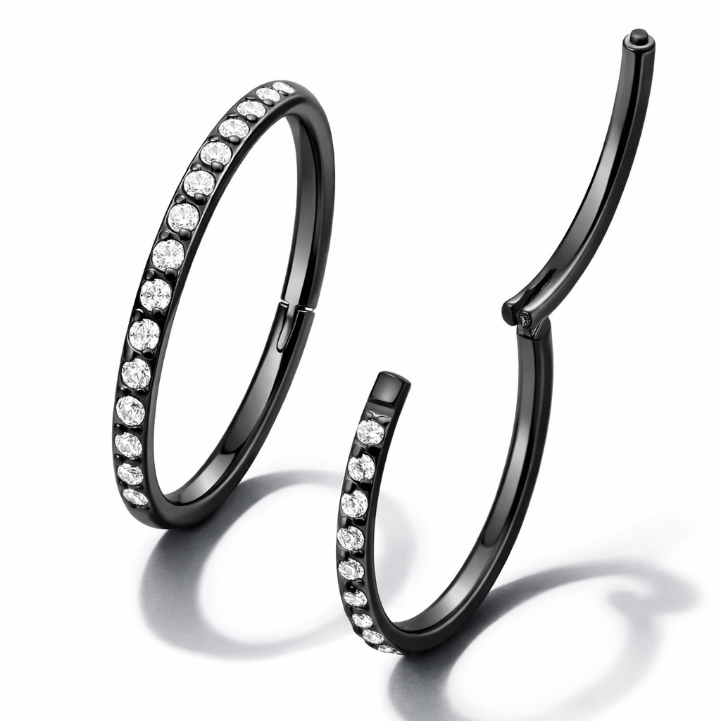 Black Endless CZ Hoop