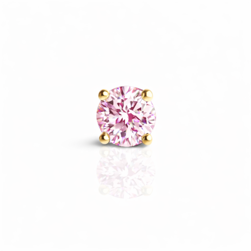 Low-profile Round Pink Crystal Stud