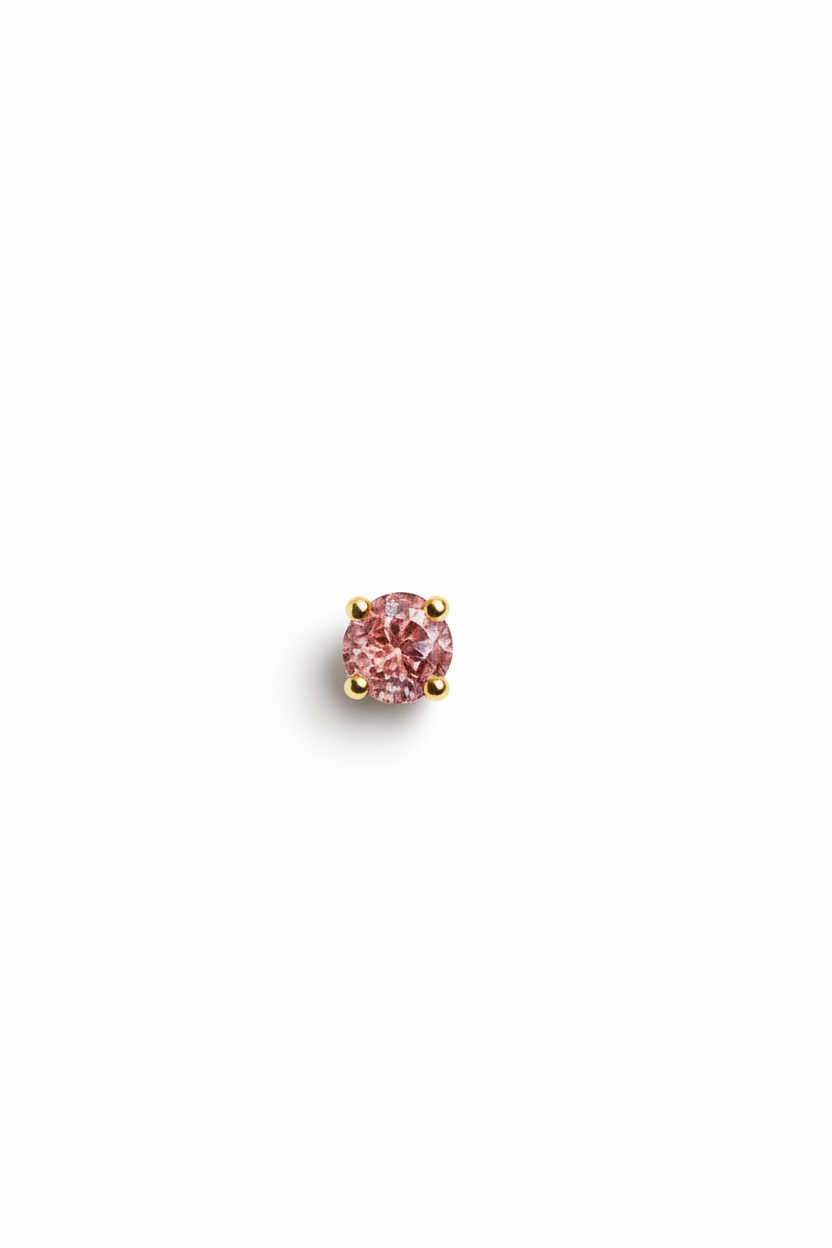 Low-profile 4mm Pink round CZ stud