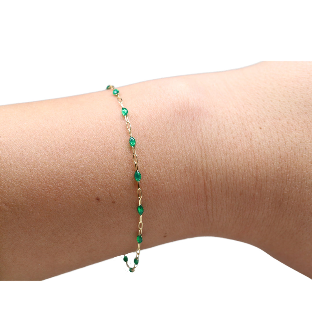 14k gold filled Green Emerald chain