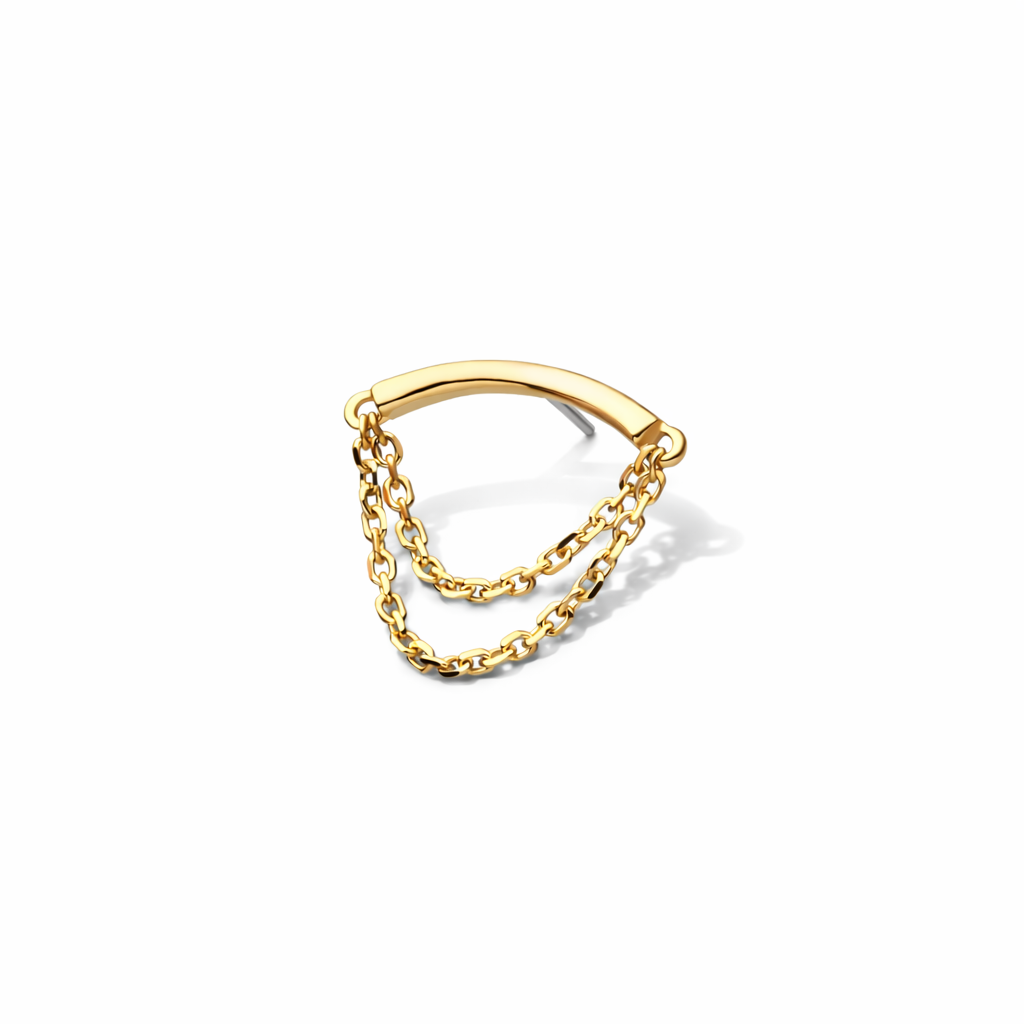 14k Gold Vertical Helix Double Chain