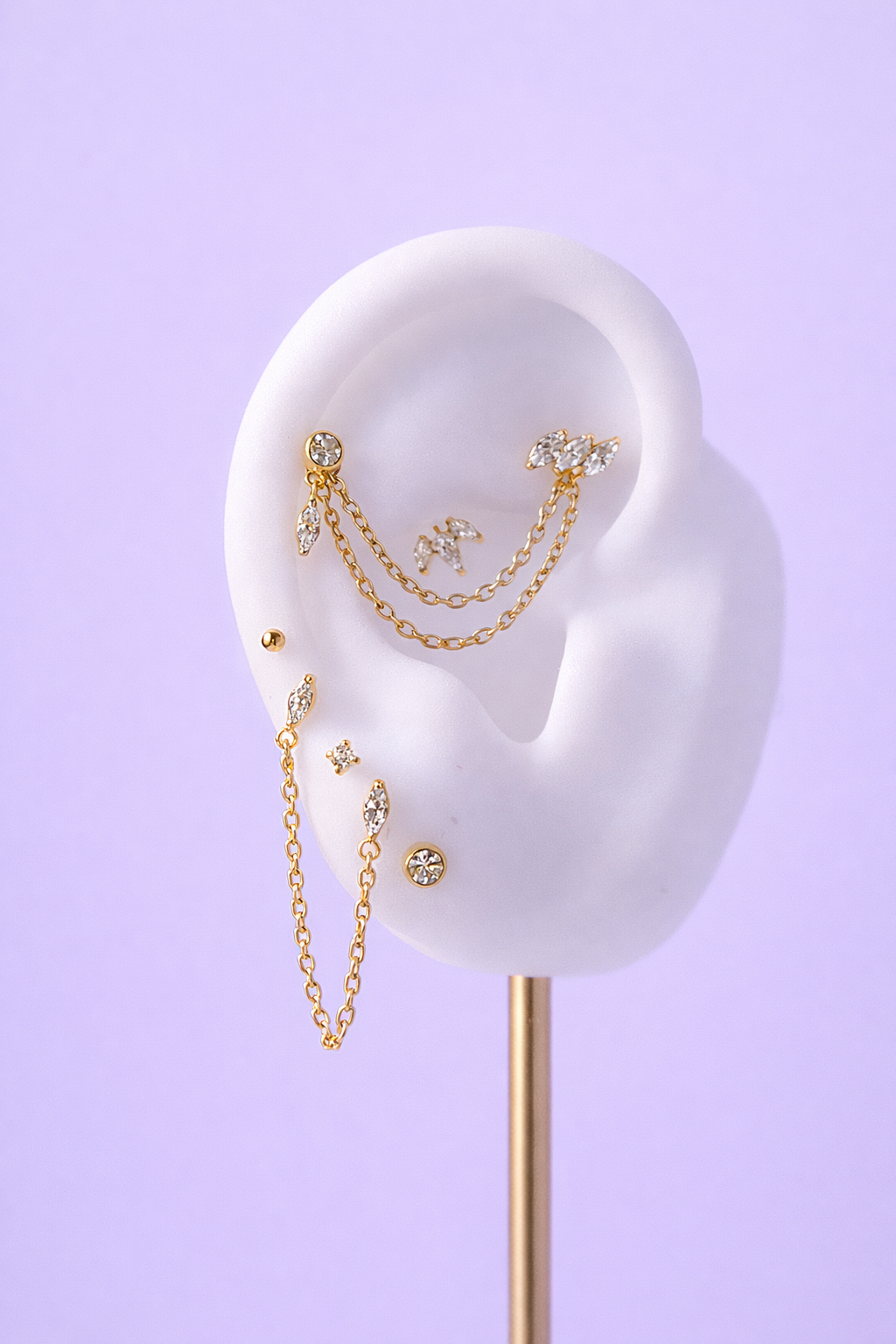 Double CZ stud chain
