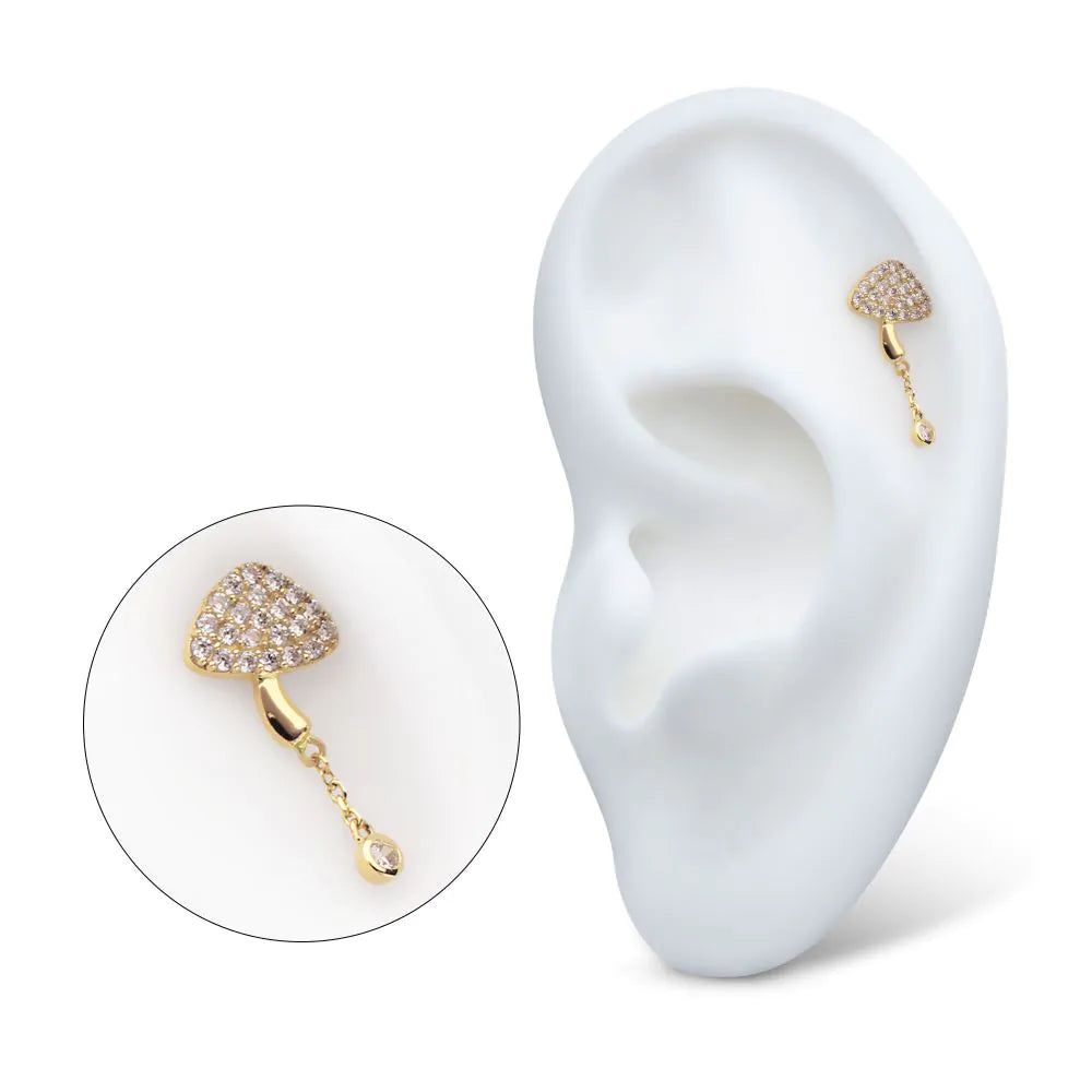 14k gold Pavé Mushroom dangle
