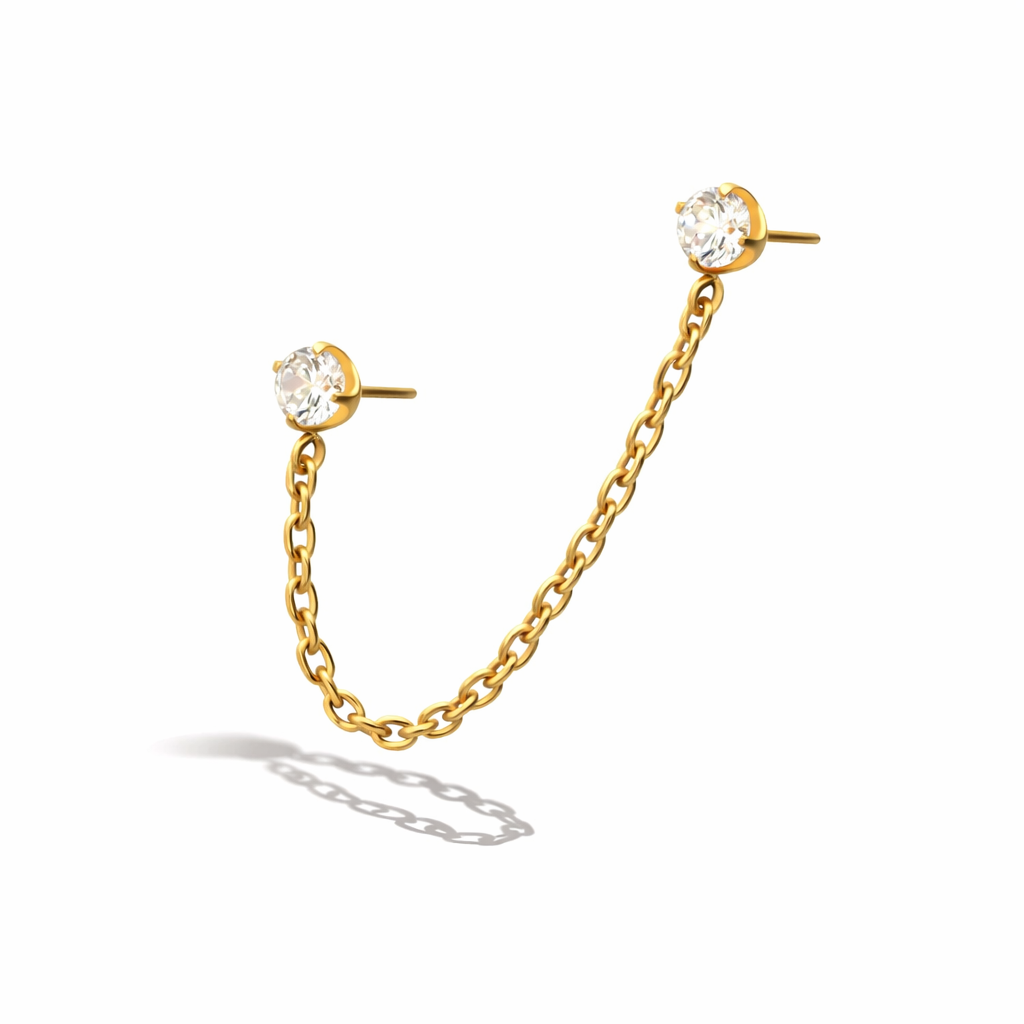 Double CZ stud chain