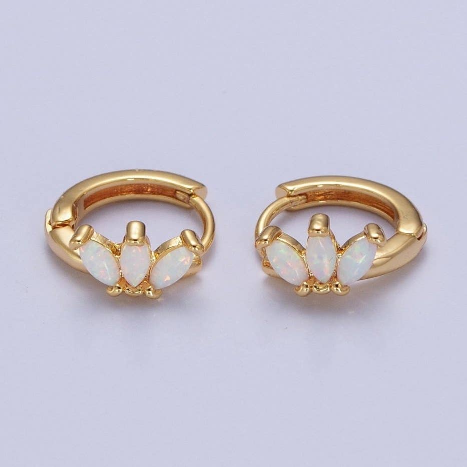 Opal Petal Huggie Hoops