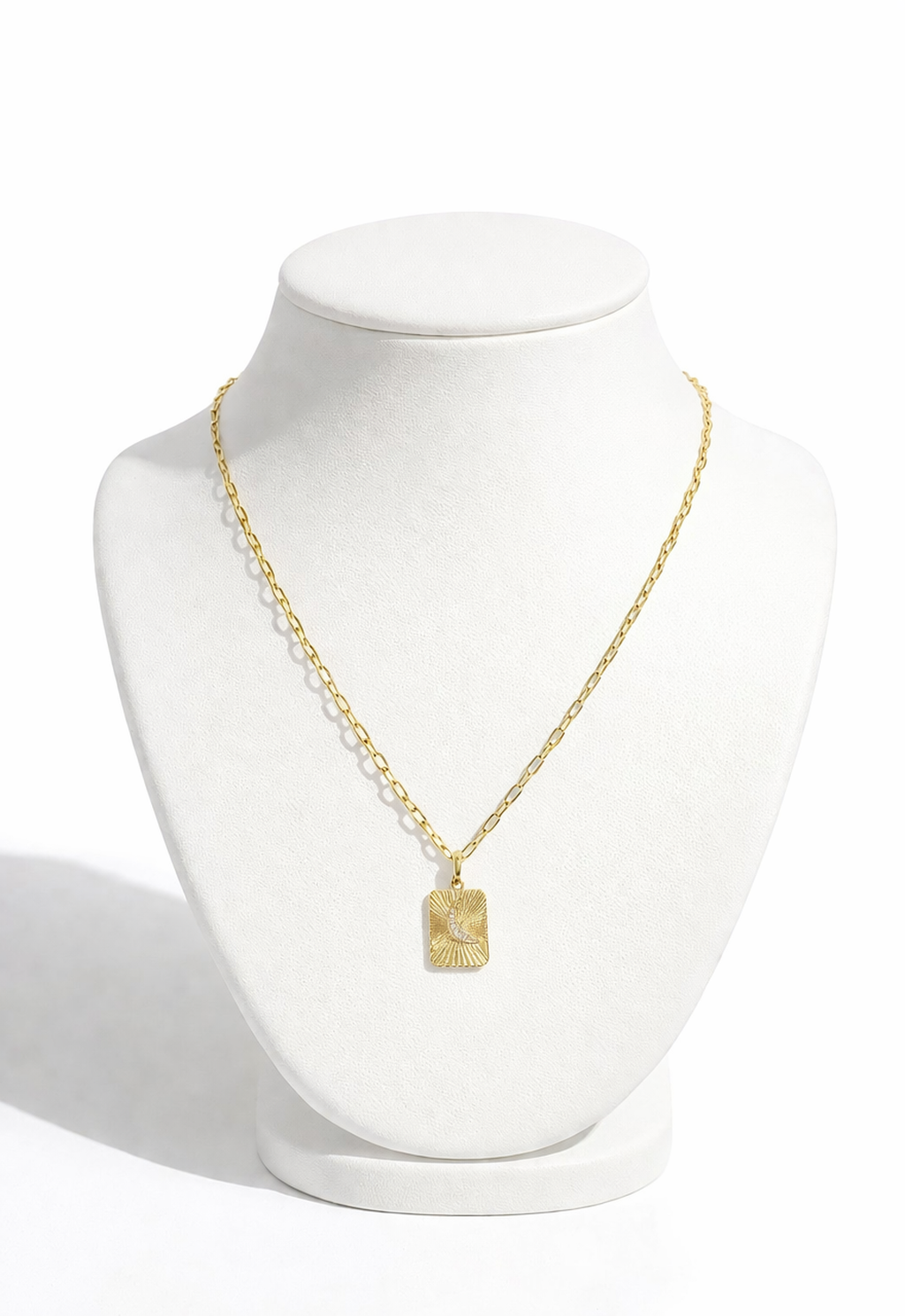 Crescent Moon Tag Necklace