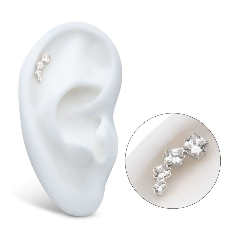 Titanium Princess cut 4 stone crawler