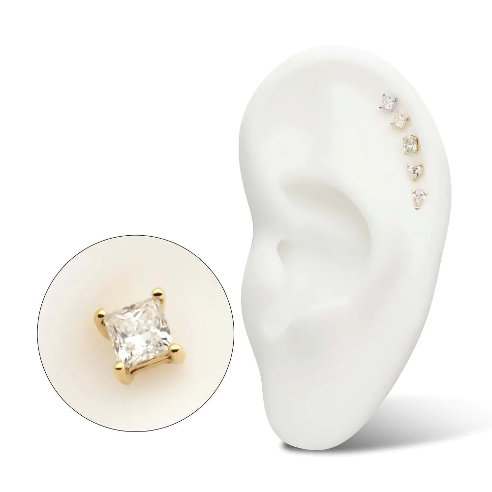 4mm Princess cut stud