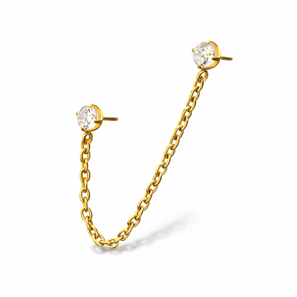 Double CZ stud chain