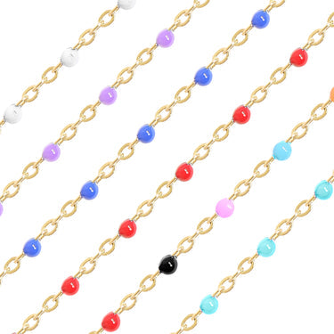 18k gold PVD colored enamel chain