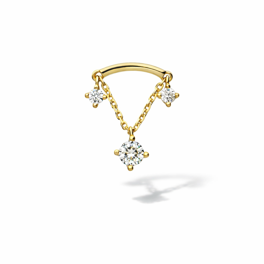 14k gold Crystal drop hidden helix