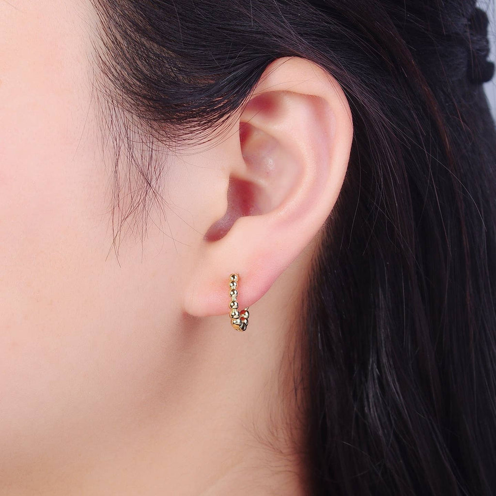 Gold Beaded Hoops