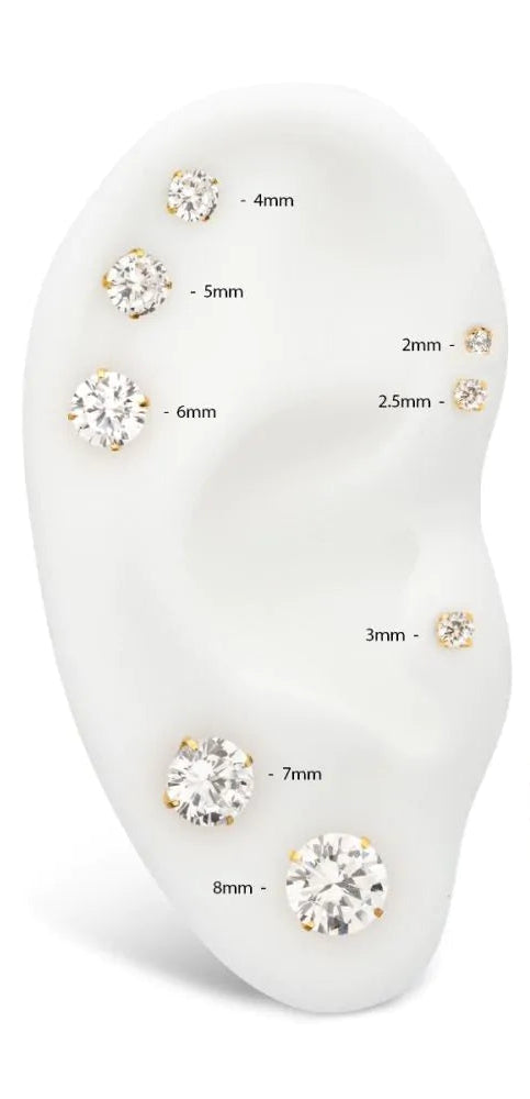 Low-profile 3mm round CZ stud