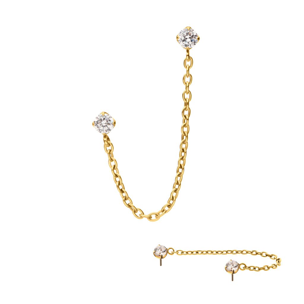 Double CZ stud chain