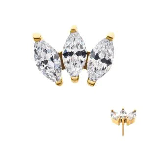 3 stone Crystal Marquise